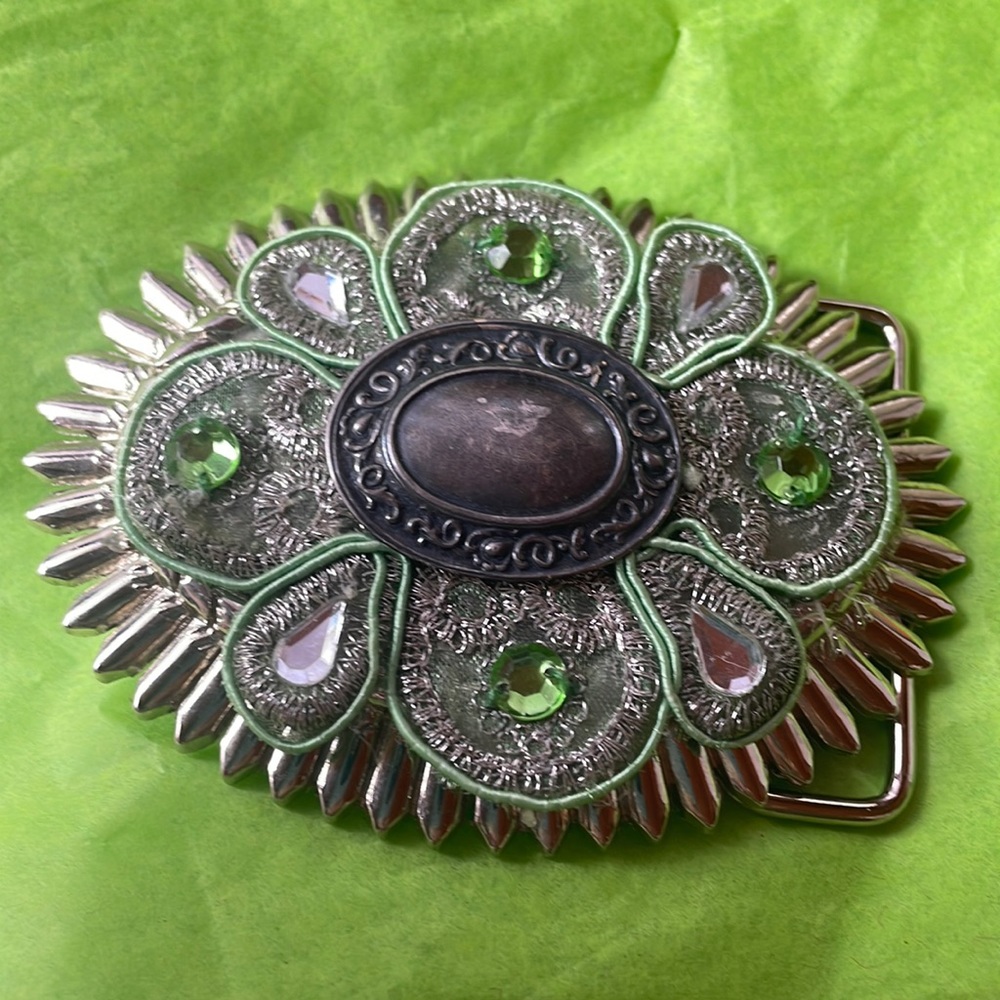 Vintage green sparkly belt buckle